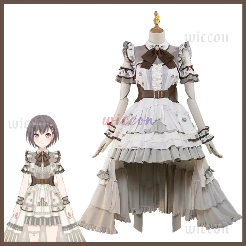 أنيمي بانجدريم مايغو! تاكاماتسو توموري أزياء تنكرية شعر مستعار فستان الأميرة الأبيض لوليتا تنورة امرأة لطيف بدلة حفلة عيد ميلاد
