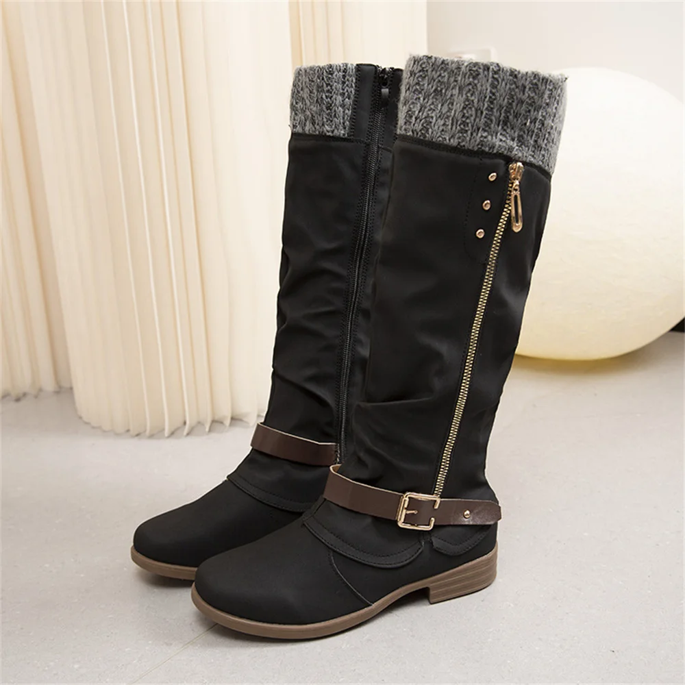 Winter Boots For Women With Heel Mixed Boots High Women'S Heels Size Flat Colors Shoes Zipper Leisure Womens Boots Size 6 Wide