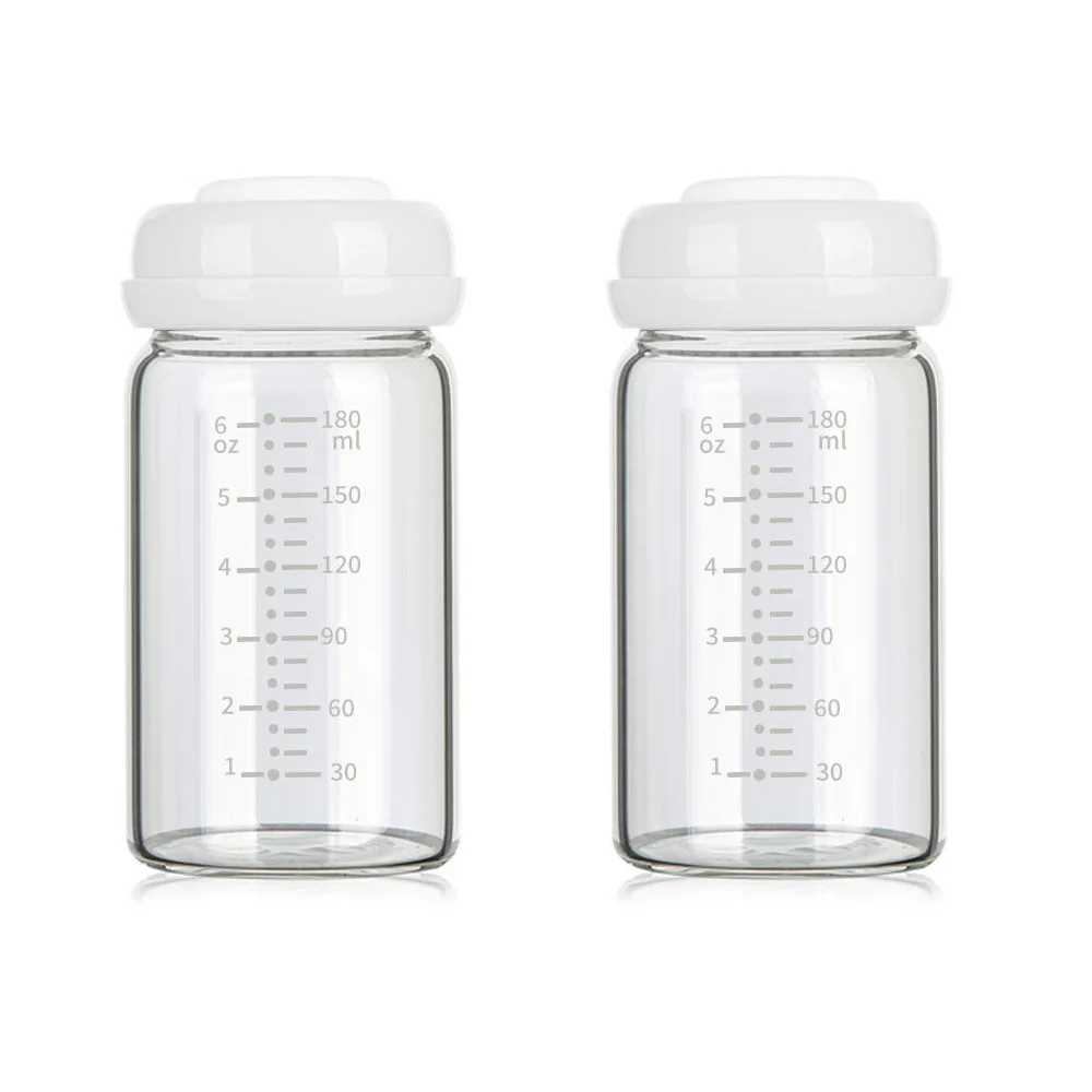 

2Pack Glass Baby Bottle, Wide-Neck, BPA Free Breast Milk Container, Storage Collection Bottle for Fridge & Milk Cooler