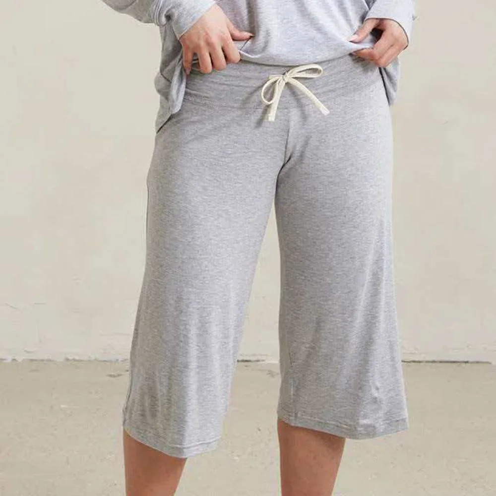 Versatile Striped Straight Leg Pants Drawstring Waist High Waist Cropped Pants Elastic Waist Drapey Casual Trousers Daily Wear