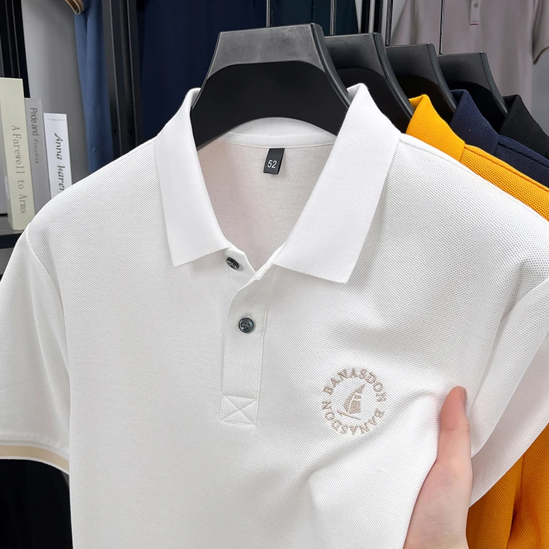 

100% pure cotton men's high-end short sleeve polo shirt summer fashion exquisite logo embroidery design original casual T-shirt