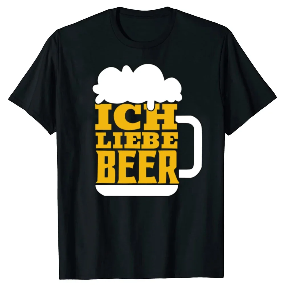 

Ich Liebe Beer Graphic Tee Men's Cotton T-Shirt Basic Short Sleeve Oktoberfest Trip Breathable Casual