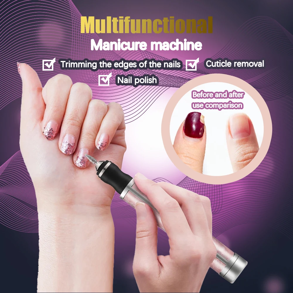 Rechargeable Electric Nail Drill Machine Cordless Electric Nail File for Acrylic Gel Nails Efile Manicure Pedicure Kit view 2