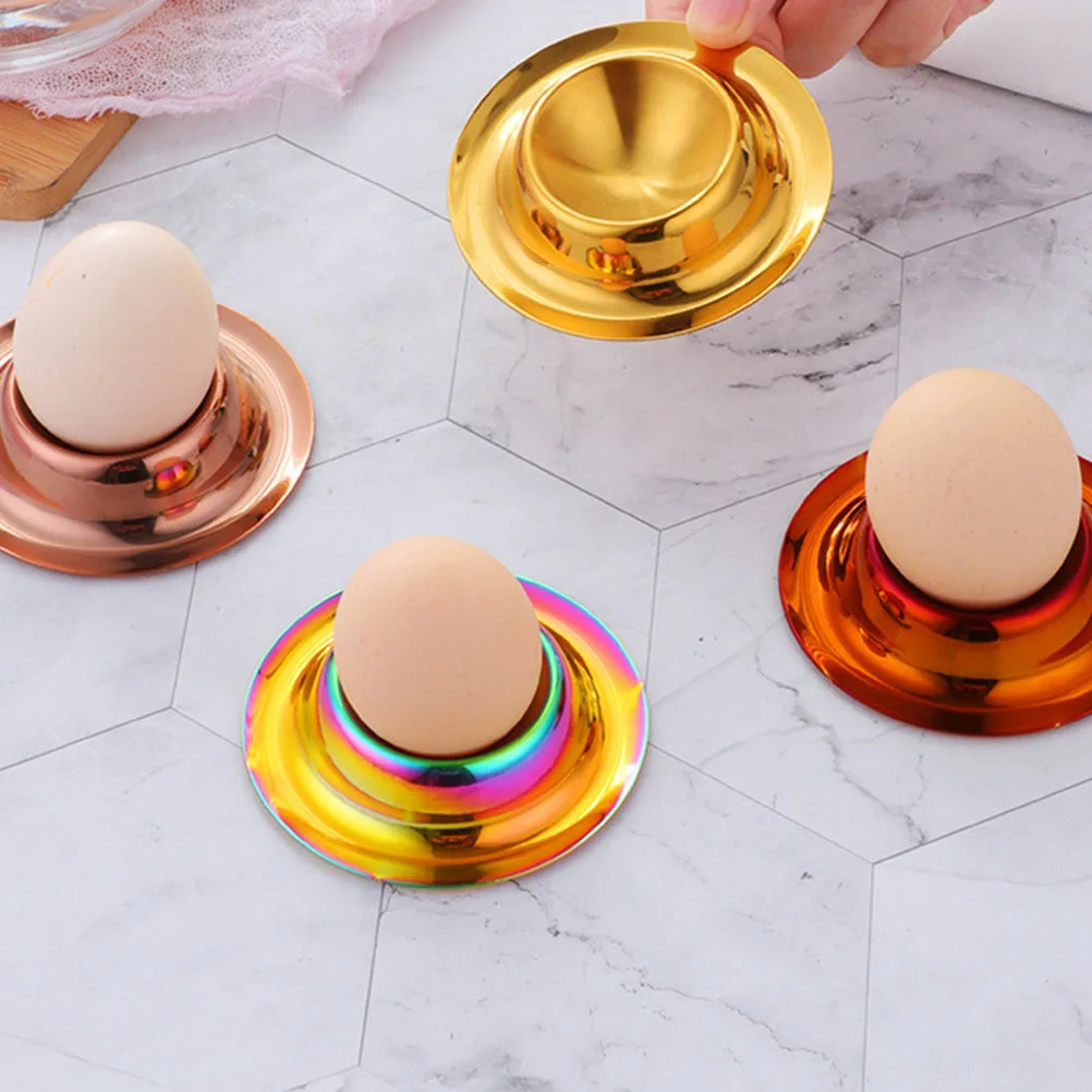 

2Pcs Stainless Steel Egg Cup Holder Stand Suitable for Storing Eggs in Home Kitchen Refrigerator Golden Silver