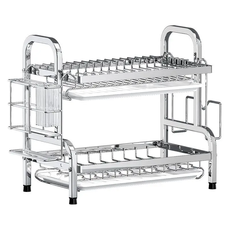 304 Stainless Steel Kitchen Storage Rack, Bowl And Dish Tray, Drain Rack, Multifunctional Bowl Rack, Bowl And Chopstick Storage