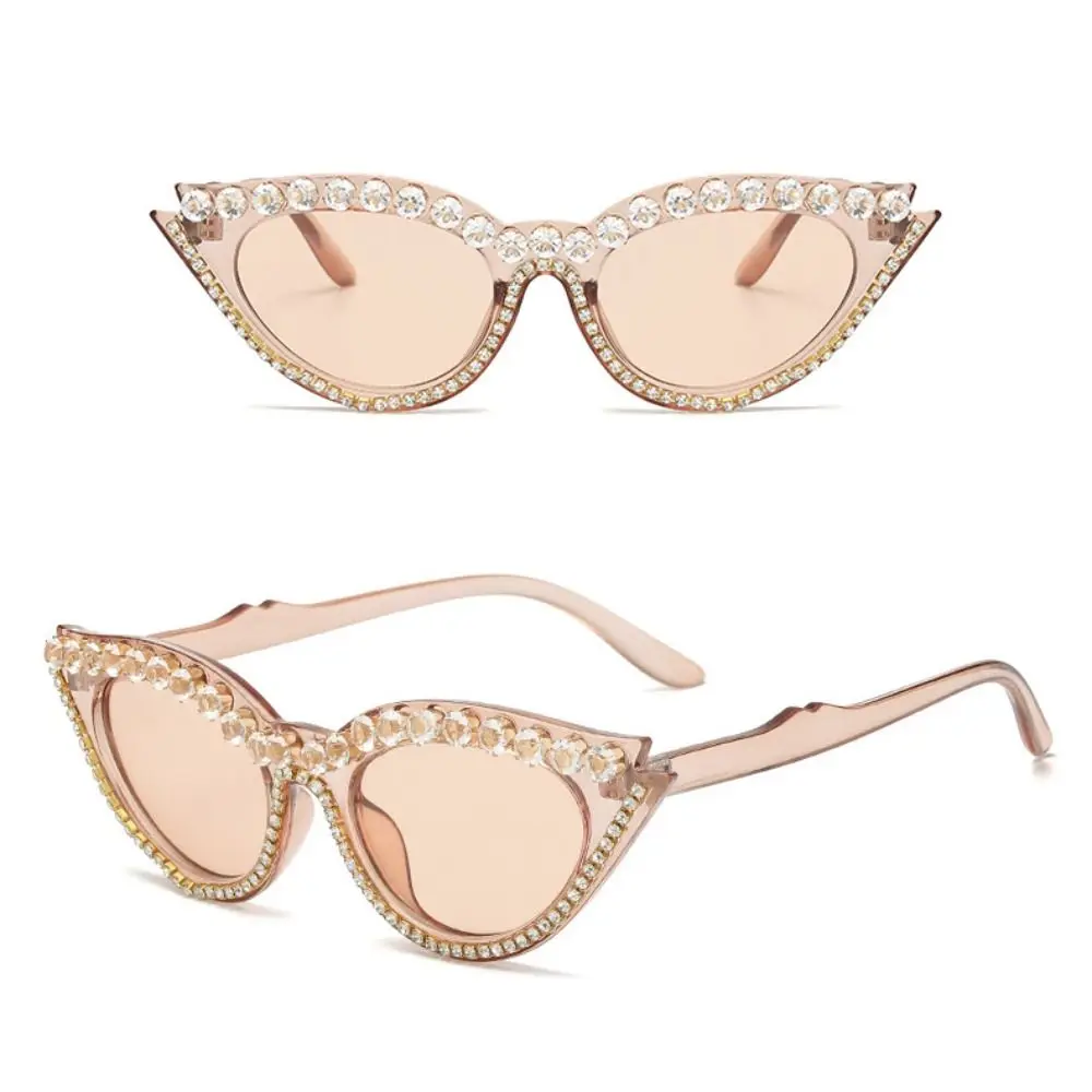 Cat's Eye Frame Rhinestone Decoration Sunglasses Outdoor Travel Bridal Glasses Photos Decoration Sun-Protective Bride Eyewear