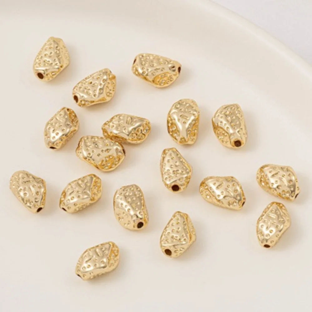 

Copper 14K Gold Color Concave-convex Surface Special-shaped Stone Meteorite Beads Handmade Loose Beads DIY Jewelry Accessories