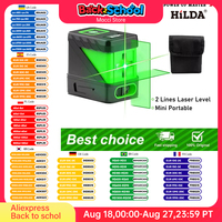 HILDA 2 Lines Laser Level Self Levelling Green Beams Laser Horizontal & Vertical Cross-Line