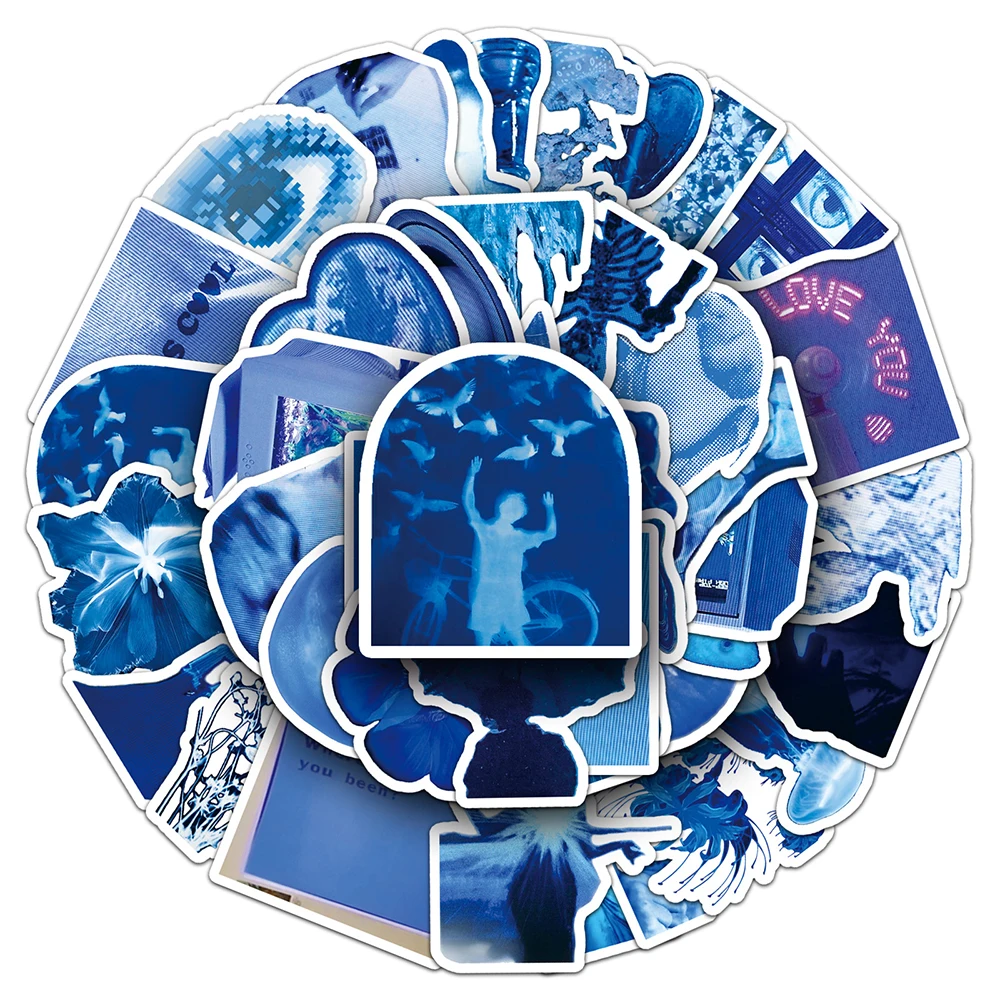 10/30/50 قطعة INS نمط بكسل الأزرق الكرتون ملصقات الإبداعية الجمالية ملصقات فنية DIY بها بنفسك زجاجة ماء المحمول الهاتف ملصق مضاد للمياه