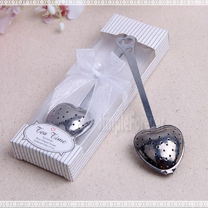 200pcs Wedding Gift and Giveaways Tea Time Heart Tea Infuser Favor In Teatime Gift Box