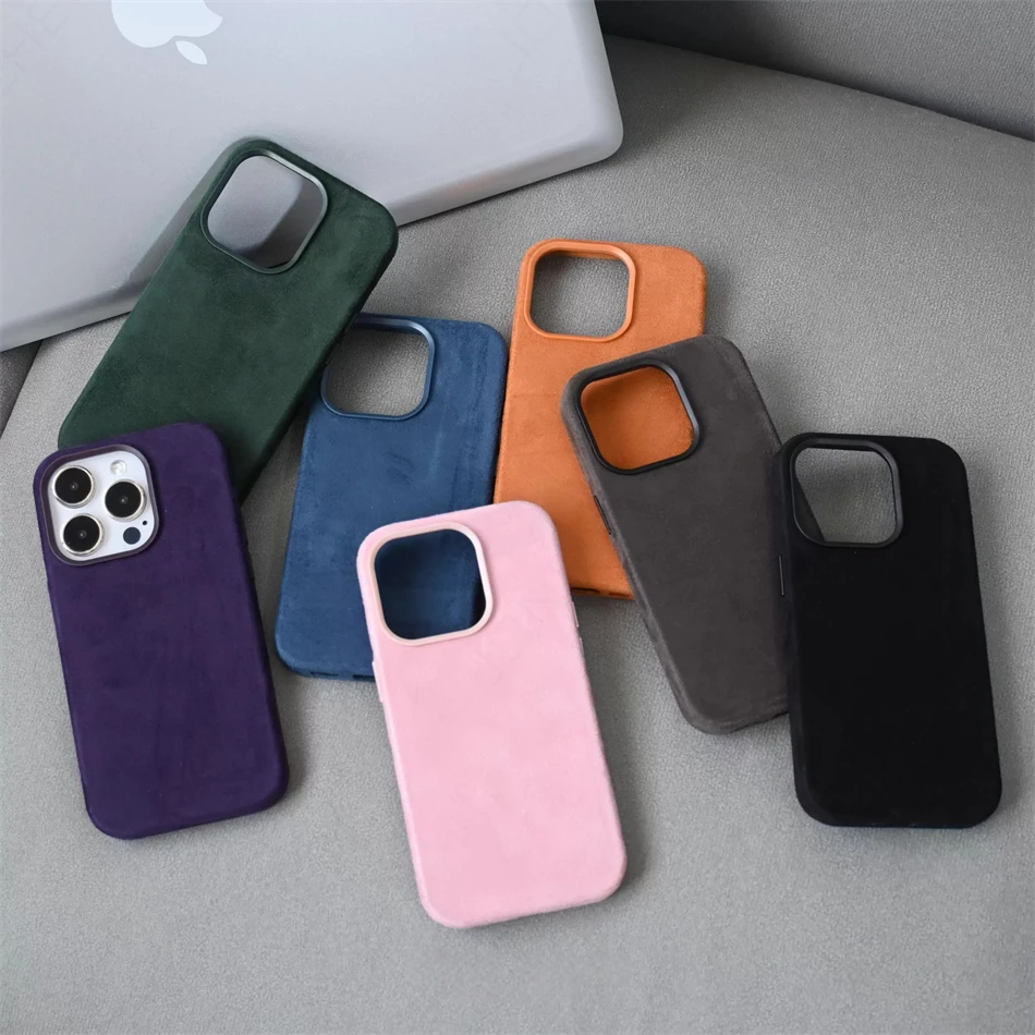 Für Magsafe Advanced Plüsch-Legierungs-Objektivhülle für iPhone 16, 12, 13, 14, 15 Pro Max, magnetische Anziehungskraft, hochwertige importierte Wildlederhülle