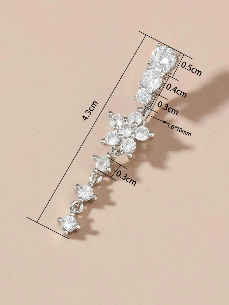 

Floral Cubic Zirconia Clip-On Navel Ring Stainless Steel Body Jewelry For Women And Men, Gift For Valentine’s Day Or Mother’s