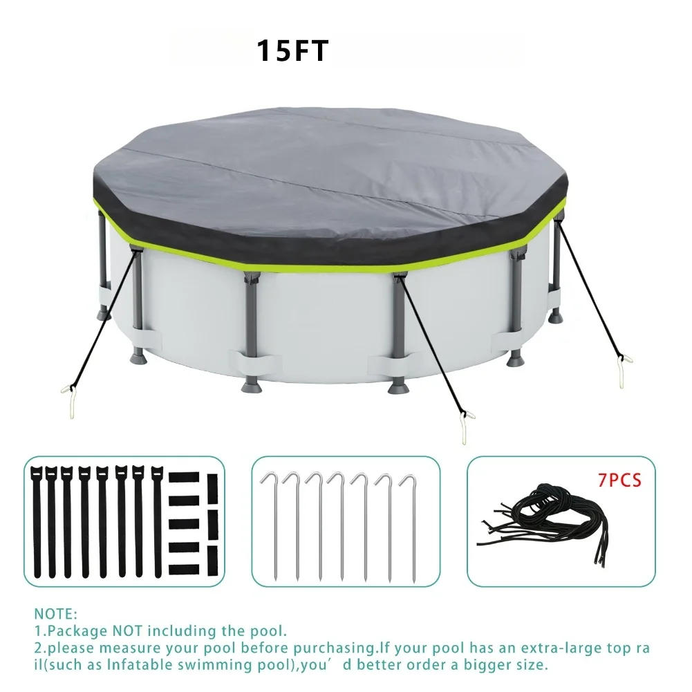 

For Durable Winter Pool Cover for Round Pools Tear Resistant with UV Protection and Reinforced Windproof Ropes