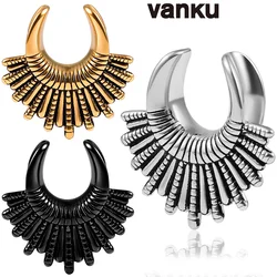 Vanku 2 PCS Cool Stainless Steel Ear Expander Saddle Plugs Tunnels Gauges Stretcher Women & Mens 8-19mm Body Piercing Jewelry