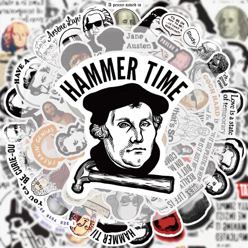 50 Pieces of Interesting Celebrity Graffiti Stickers, Vibrant Stickers and Decals, Multiple Styles Without Duplication, Suitable for Water Bottles, Laptops, Suitcases, Skateboards, Guitars, Party Decorations