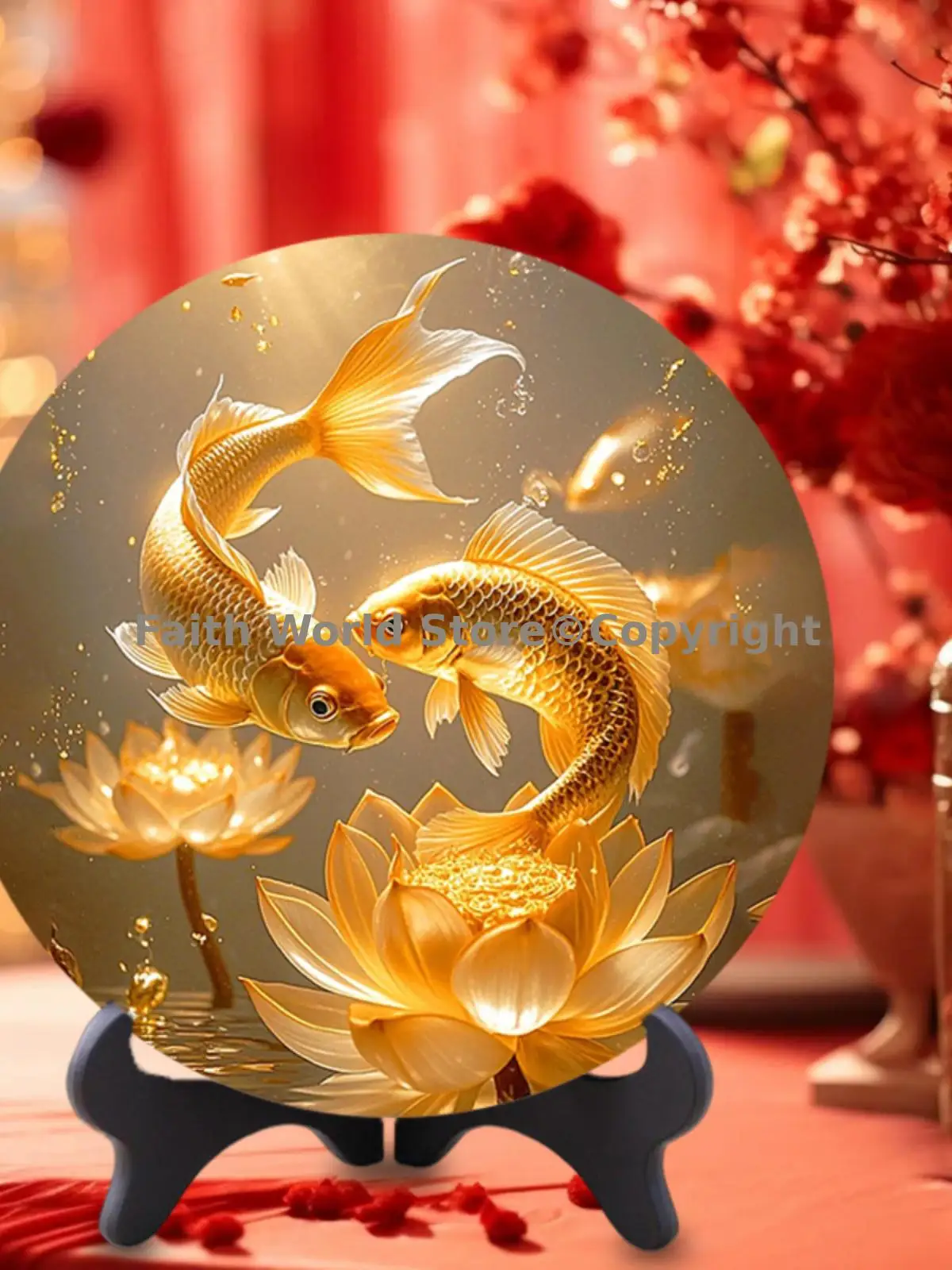 50% off  home office ornament lucky golden goldfish Lucky fish auspicious JIN LI Mandala display decoration display gift present