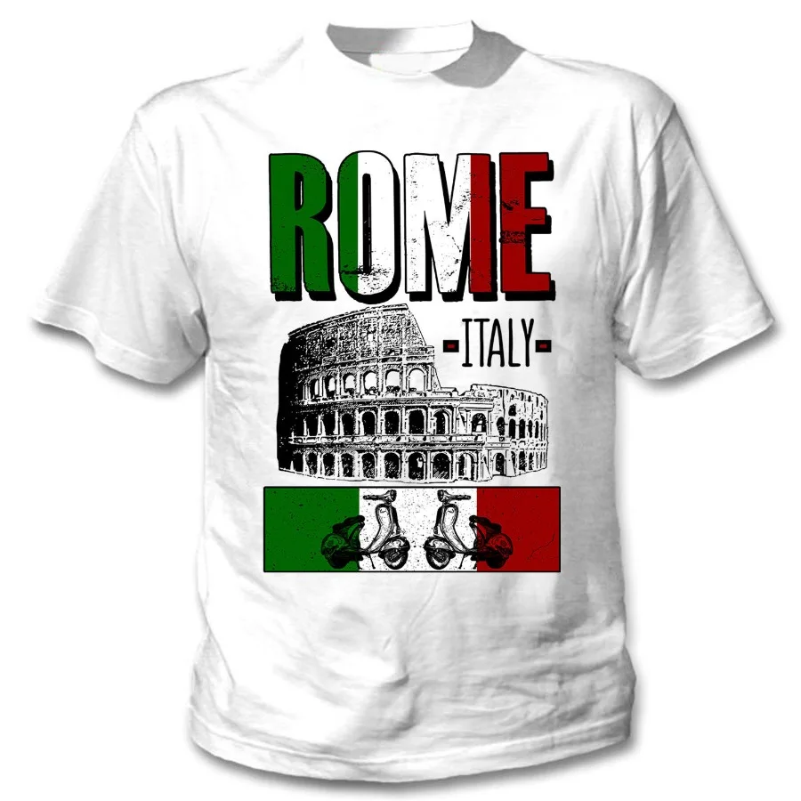

Rome City Italy Flag Color T Shirt Cotton Round Neck Short Sleeve T Shirt New Size S-3XL