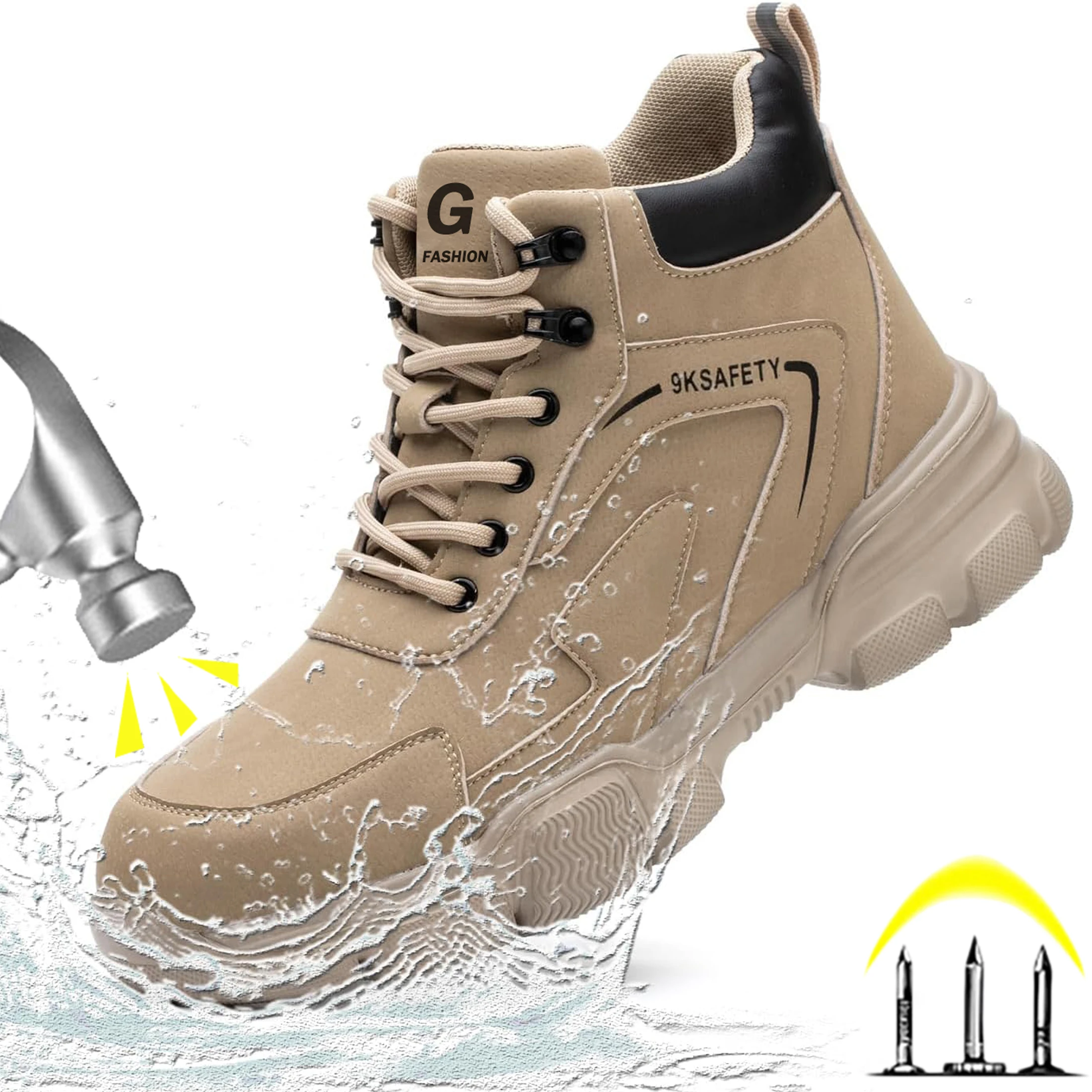 All Seasons Steel Toe Work Footwear for Men Women Impact Resistant Steel Toe Cap Sneakers Boots Lightweight Comfortable Industrial Safety Shoes Wear Resistant Durable for Construction Labor Daily Use Full Sizes Perfect Labor Day Father’s Day Gift