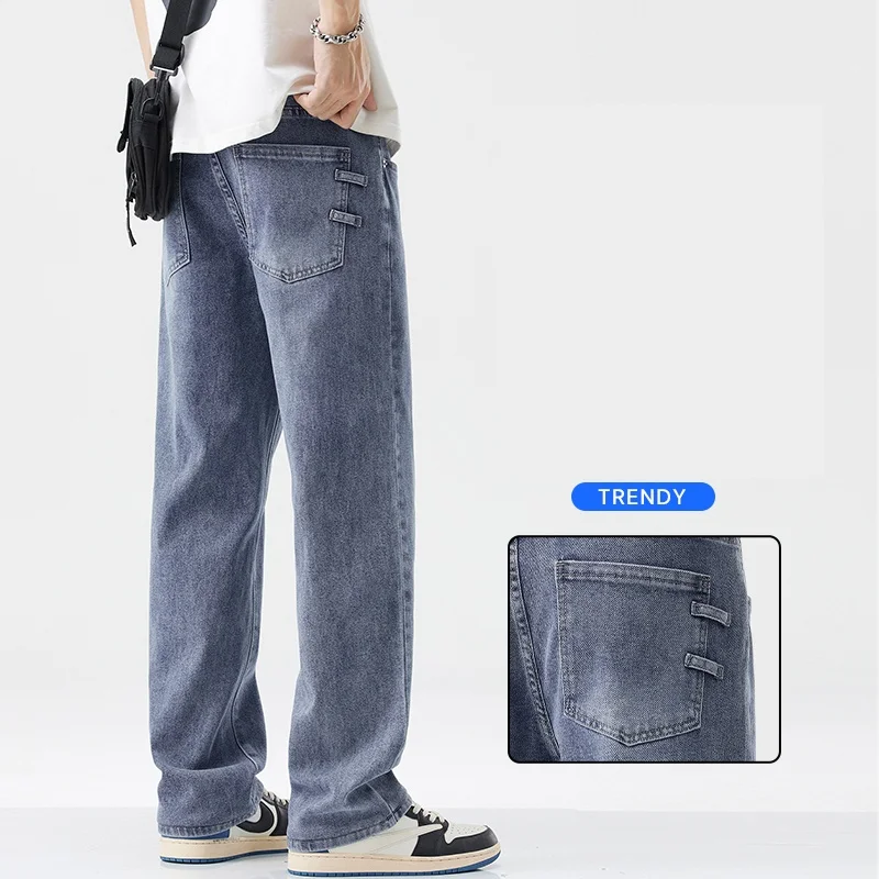 

American High Street 2025 Summer Clothing Ultra-thin Fashion Casual Pants Men's Loose Draped Straight Jeans Sizes 28-36