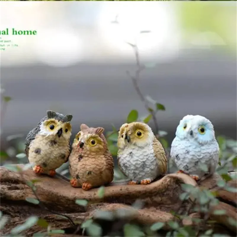 

4pcs Owl crafts with different shapes, Bonsai, Micro landscape, Horticultural decoration, Resin owl