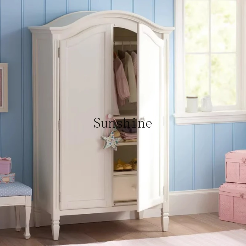 

French neoclassical arched double door wardrobe old simple children's bedroom storage