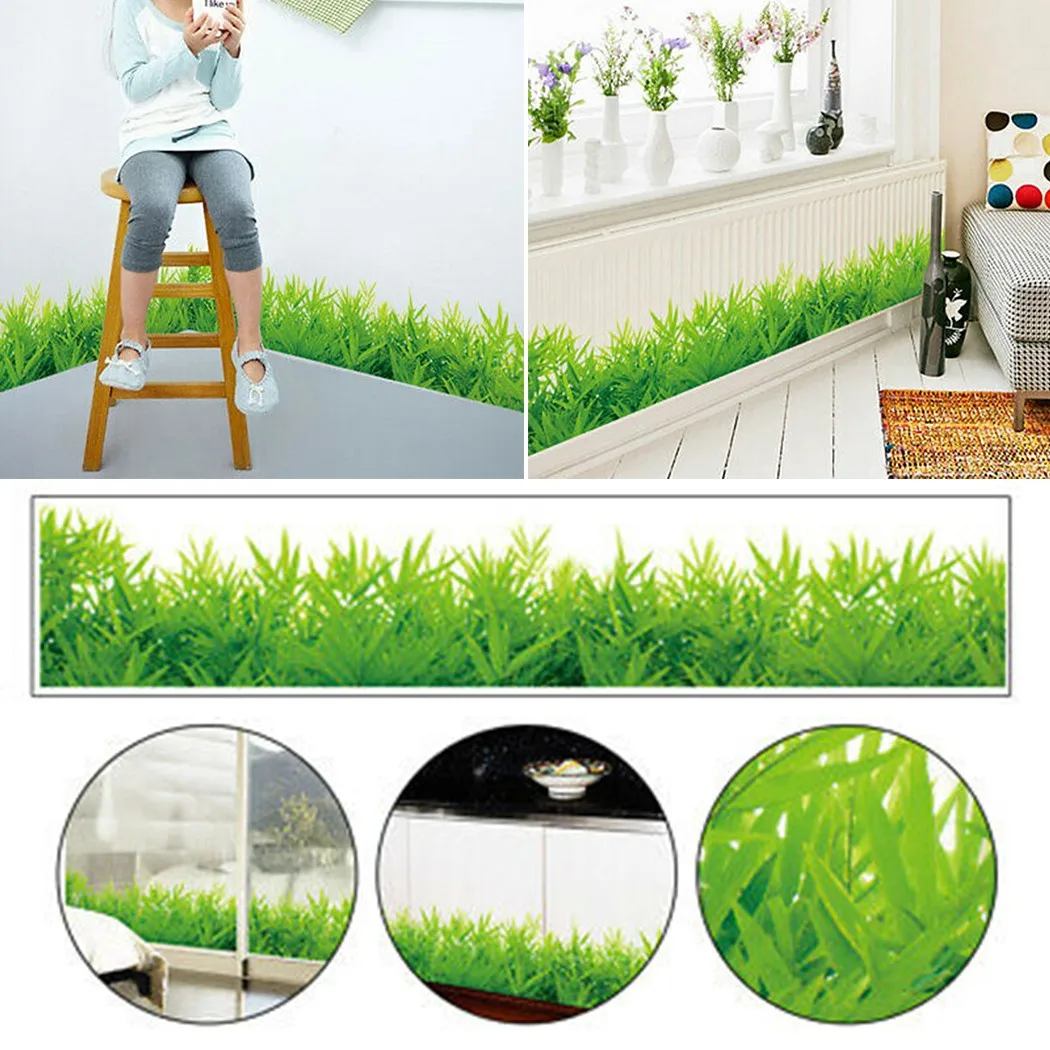 Removable Fresh for Green Grass PVC Wall Mural for Living Room Office Bedroom Bathroom for tile Glass Indoor Decoration Solution
