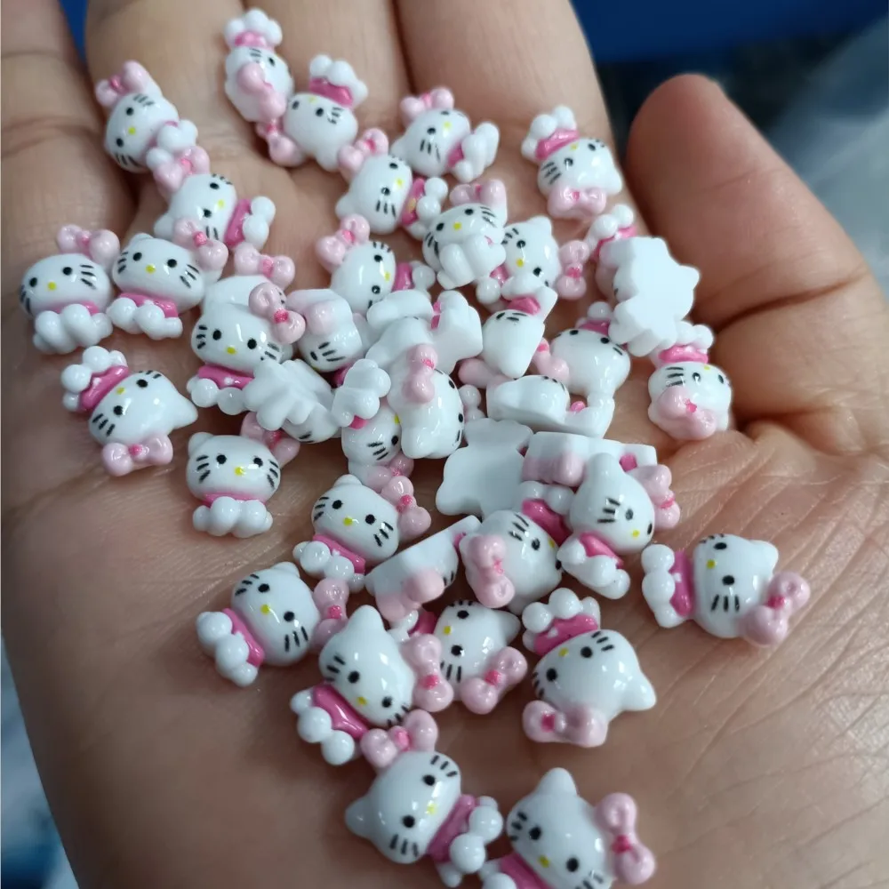 10pcs Cute Hello Kitty Nail Rhinestone Charms - Cute Cartoon Resin Sanrio Kuromi Melody Nail Decorations for DIY Manicure Crafts