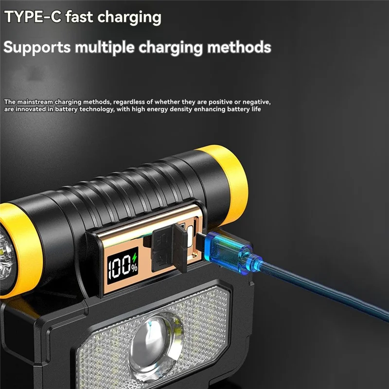 

AB42-Solar Power LED Flashlights Multifunctional Portable Light Rechargeable Camping Work Light Built In Hardware Tool Box