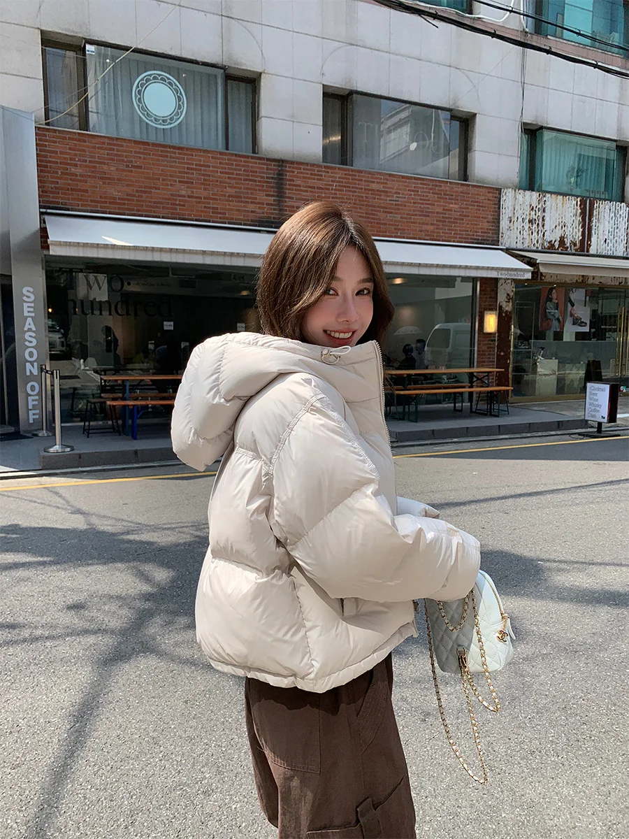 

x Stevens White Du down Puffer Jaet ort Hooded Thiened Bread Coat Women's Winter Warm Outerwear Commute Sle