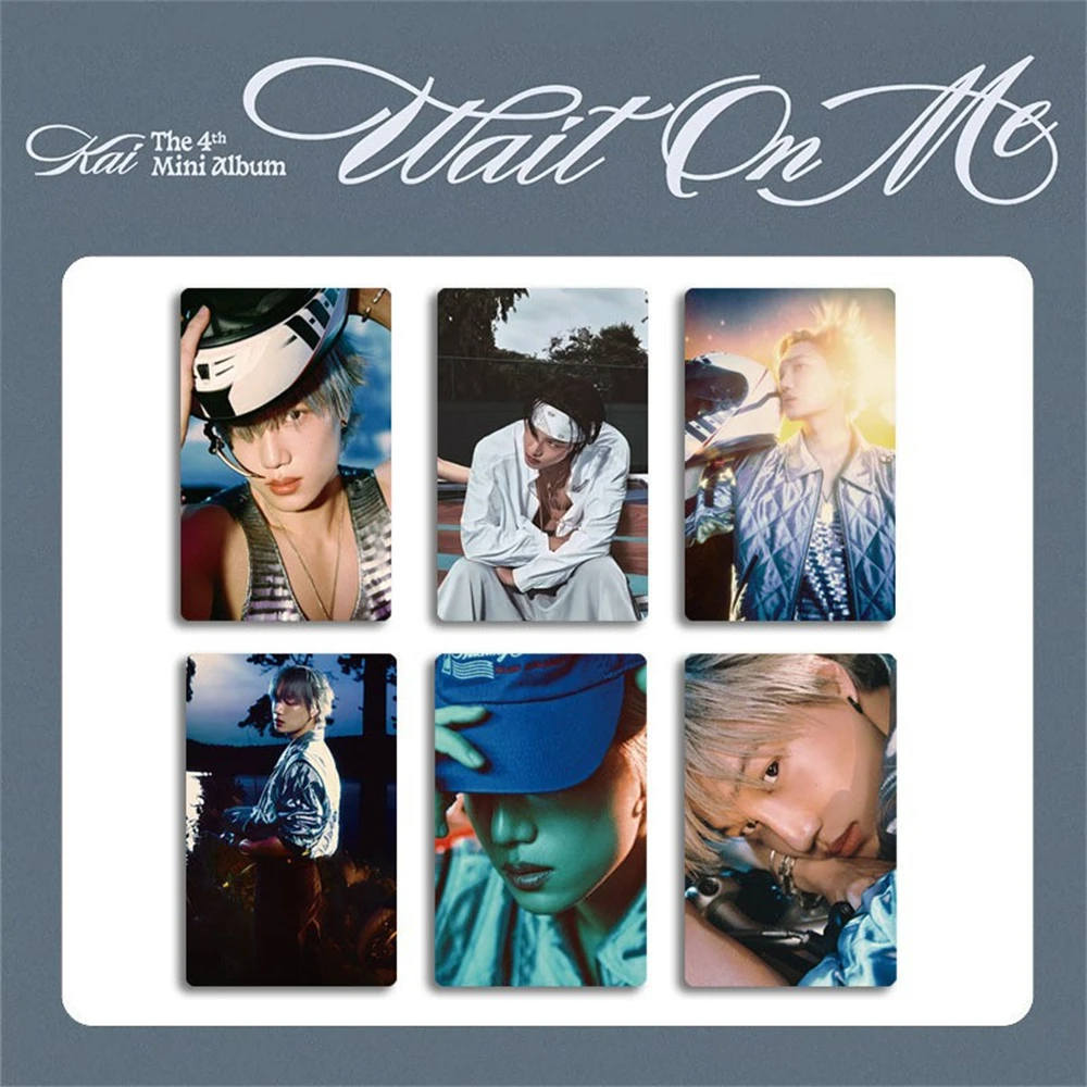 6Pcs/Set KPOP KAI Photocards 4TH Mini Album Wait On Me Paper Postcard KAI Photo Printed Two-Sided Lomo Cards Fans Collect Gifts