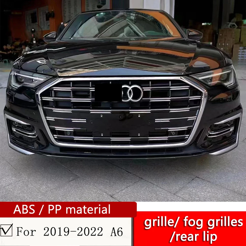 For 19 20 21 22 A6 sedan old to new 23 grille and fog air intake grilles ABS material C8 s line to C8PA rear lip diffuser