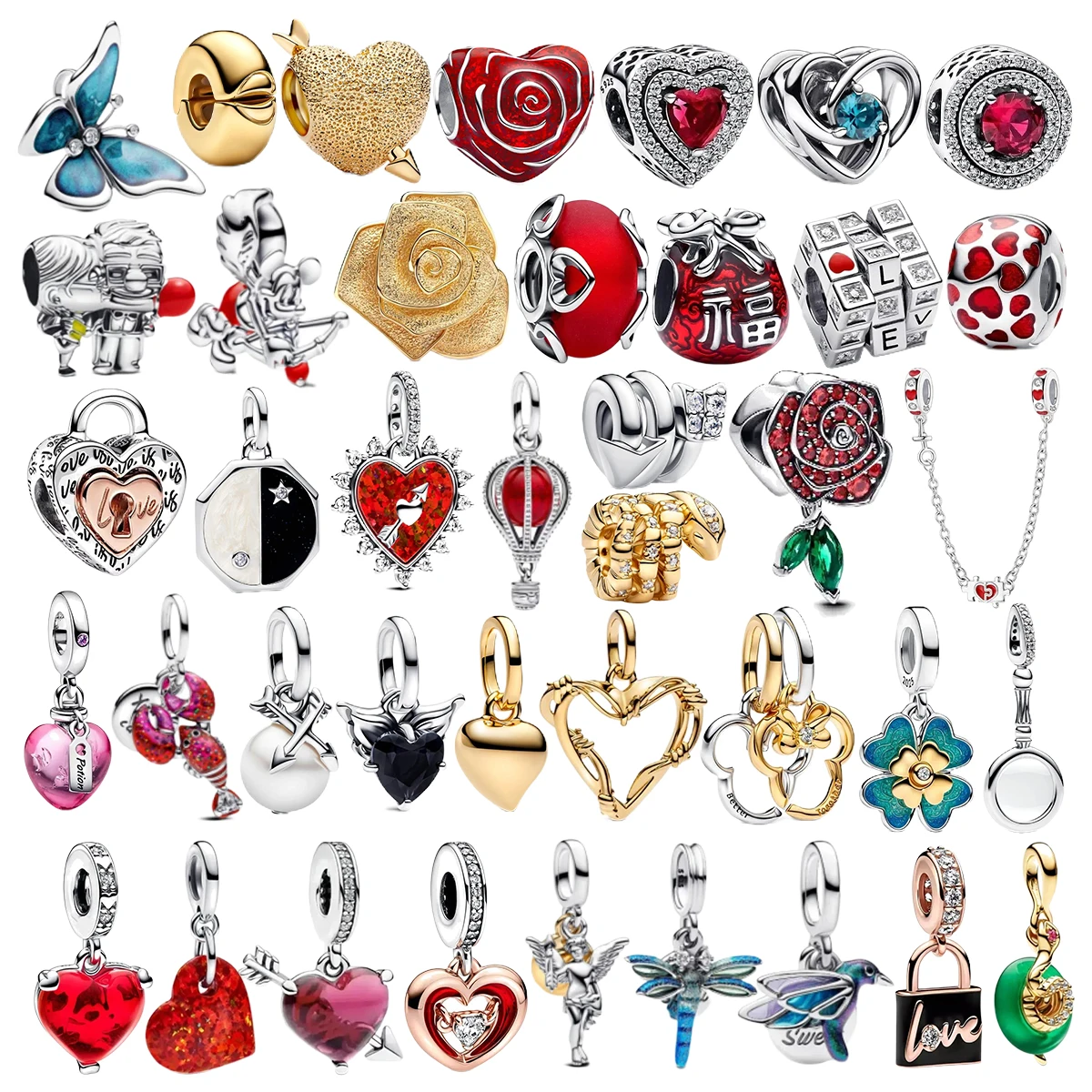 2025 Hot Sale New Valentine's Day Love Series S925 Silver Charm Pendant Suitable for Original Snake Chain Bracelet DIY Gift