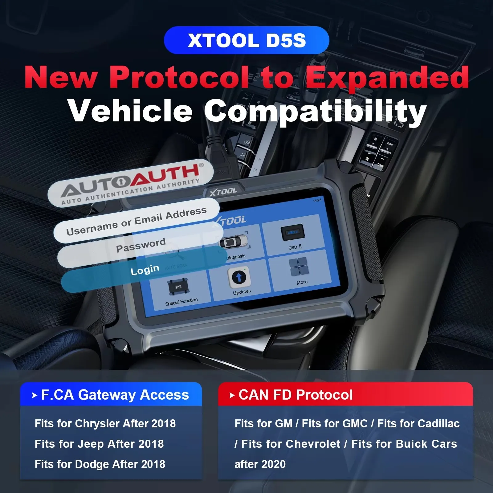 XTOOL D5S Auto OBD2 Scanner Getriebe ABS EPB Airbag Motor 5-System Auto-Diagnosegerät FCA CAN FD OBD OBDII Scanner Lebenslange Kostenlose Updates 16+ Reset-Funktionen Verbessertes D5 Code-Lesegerät – Bild 6