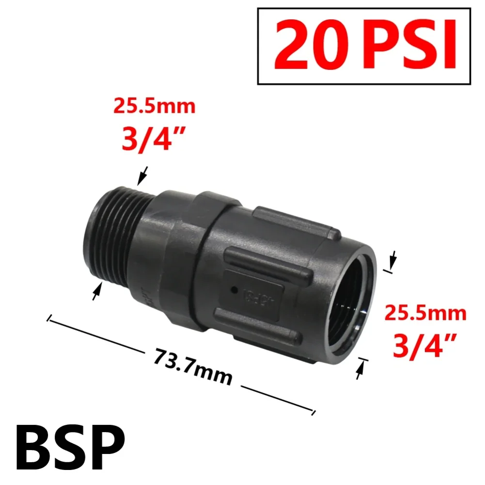 3/4 Inch For BSP Thread Farm Water Pressure Regulating Valve for Drip Irrigation Systems Adjustable Pressure Range 20 100 PSI