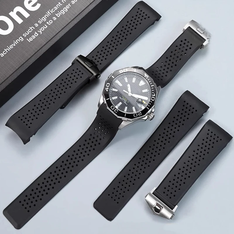 المطاط الطبيعي الساعات ل تاغ هوير جراند كاريرا معصمه مقاوم للماء الرياضة حزام لينة سوار ساعة سيليكون 22 مللي متر 24 مللي متر #1