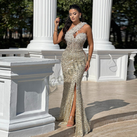 Caroline Glamorous One Shoulder Prom Dresses For Women Mermaid Beadings Wedding Party Gown Dubai Vestido De Formatura Customized