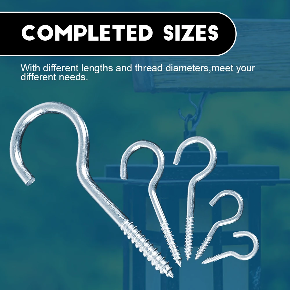 HOWSHENG Opening Sheep Eye Lamp Hook Screws Question Mark Hooks 3# 4# 5# 6# 8# 9# 10# Blue Zinc Plated Self-tapping Hooks Screw