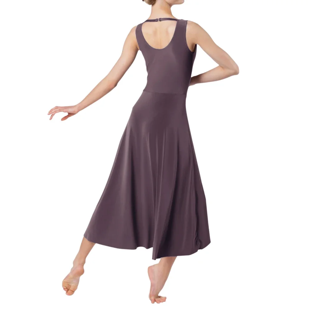 Modern Ballet Long Dress for Women Sleeveless Asymmetrical Skirt Hem Lyrical Ballerina dance Dress Stage performance costume