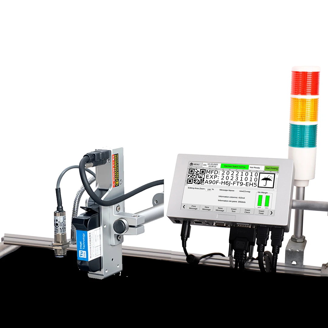 

High Speed TIJ Online Printer T220E-1 Thermal Inkjet Coding Machine For Plastic/Glass/Metal QR Code Expiry Date GS1 Dynamic Code