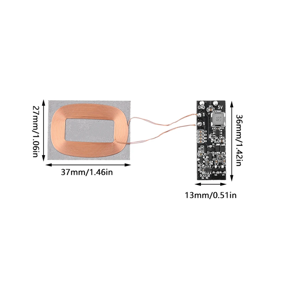 5V 3/5W Wireless Charger Receiver Module Wireless Charging Receiving PCBA Board Power Supply Coil for Mobile Phone 600mA 1A