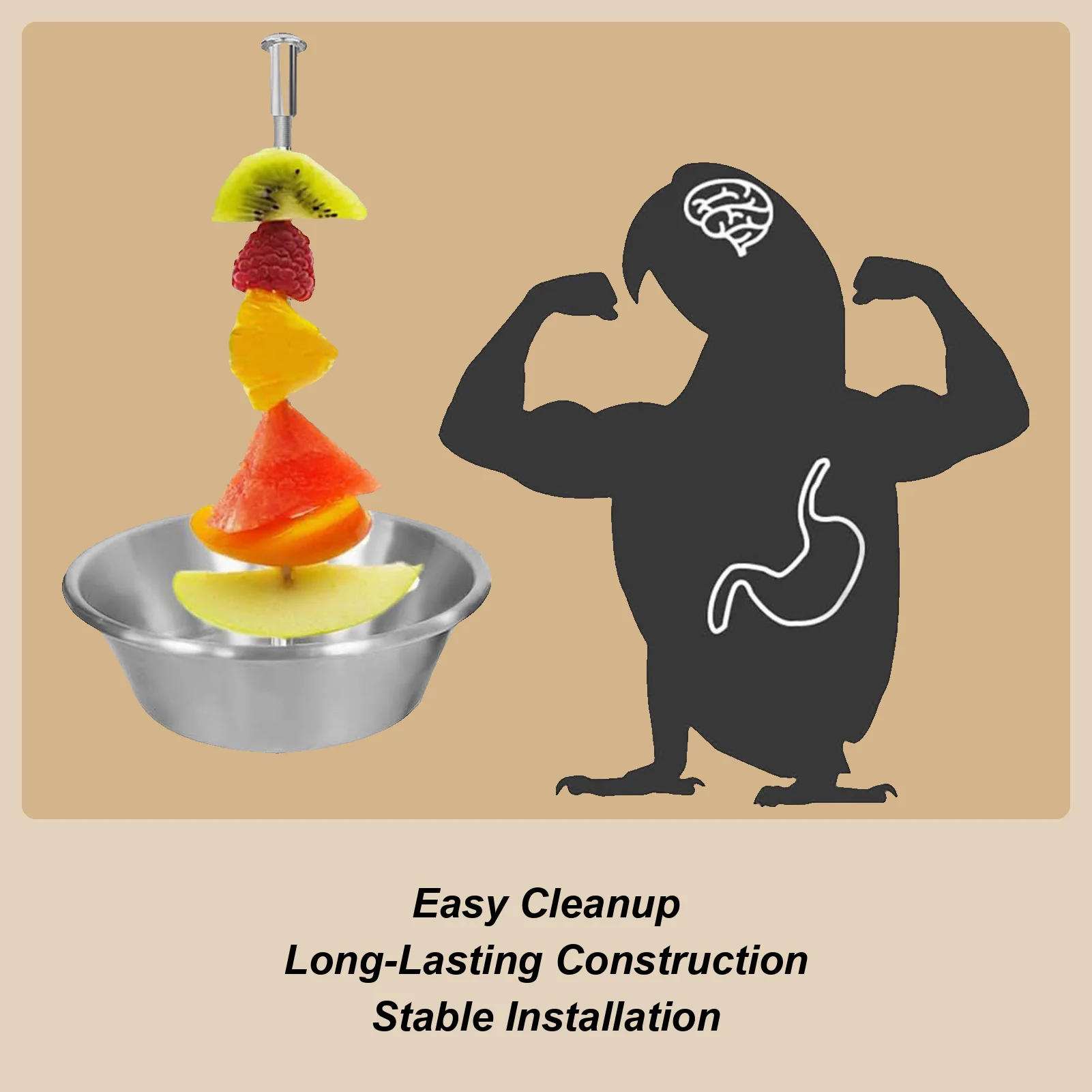 

Кормушка для птичьих клеток, диспенсер для фруктов из нержавеющей стали, кормушка для кореллы из нержавеющей стали для кореллы, ящика для домашних животных, столб на заднем дворе