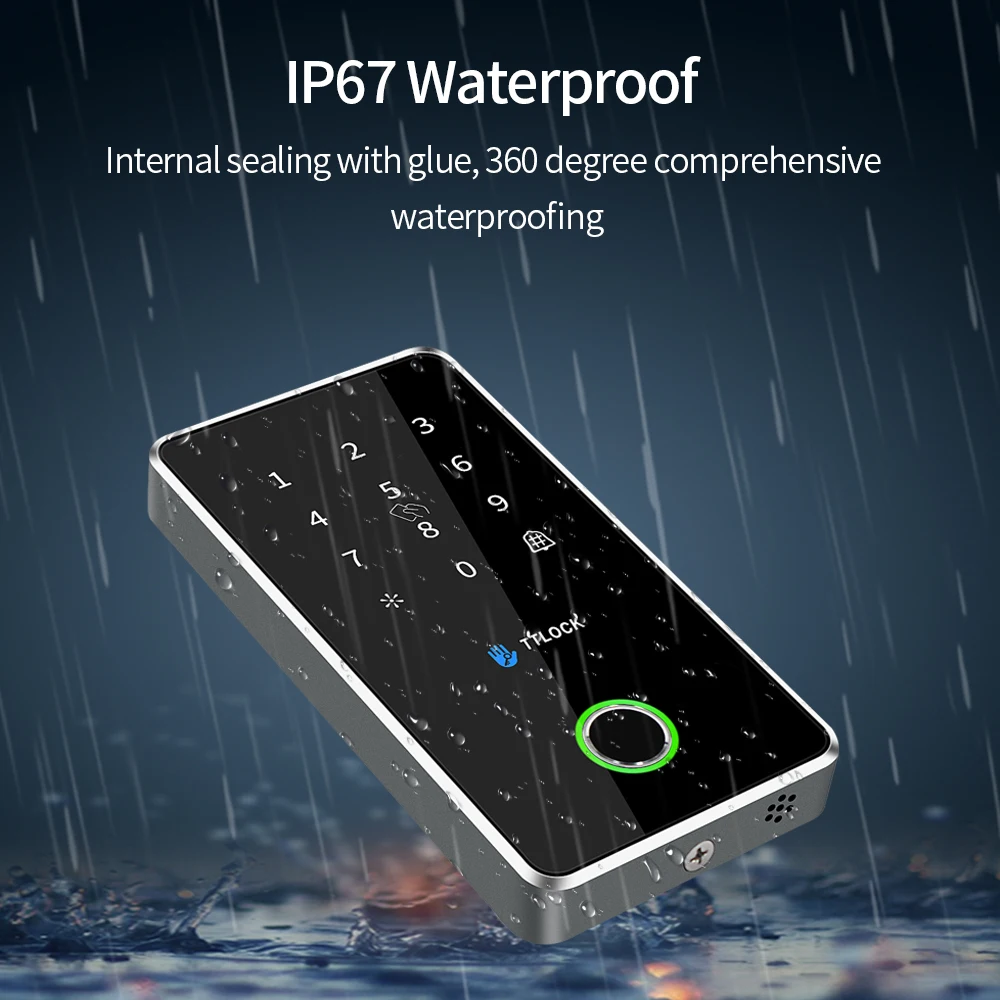 TTLock Alloy IP67 Waterproof Smart Access Control Keypad with App G2 Gateway Fingerprint Opener M1 Card Reader Door Lock System