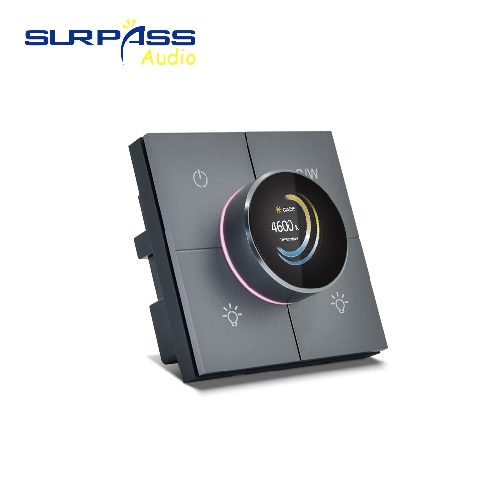 スマートホームシアター Zigbee通信プロトコル調光スイッチコントローラー壁パネルオーディオスイッチ、2つのリレー搭載、Tuya対応