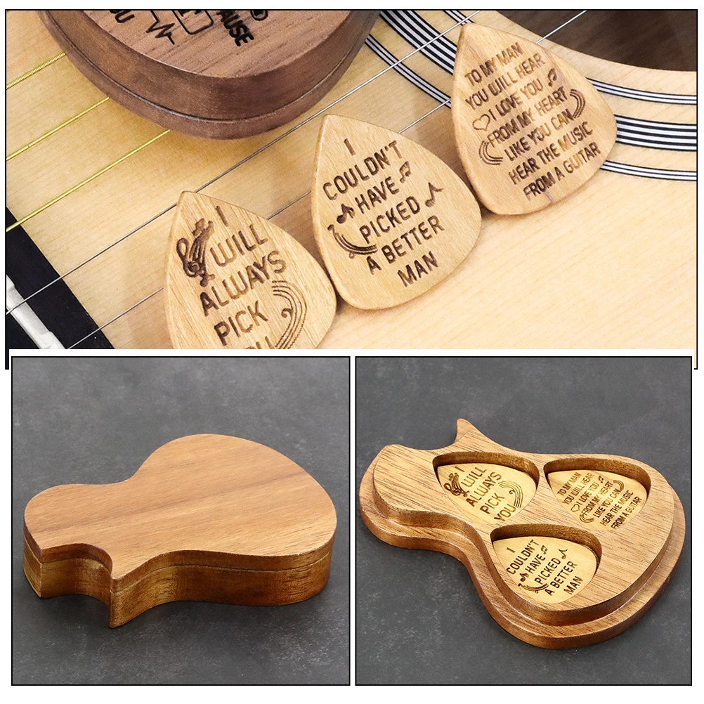 

Case Shaped Plectrum Wood Stand Brown Holder Box Gift For Players Pick Display Case Storage Pick Holder On Thick Medium Wooden