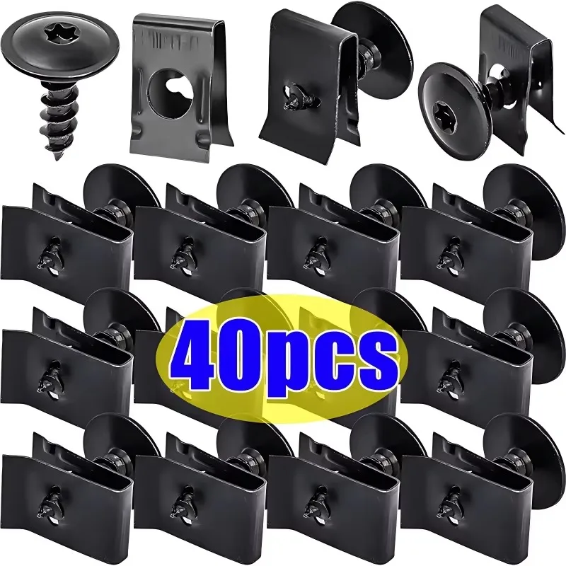 Self Tapping Screws Metal Fastener Clip for Car Motorcycle U-Type Clip with Screw Anti-rust Protection Clip Screw Iron Sheet Kit