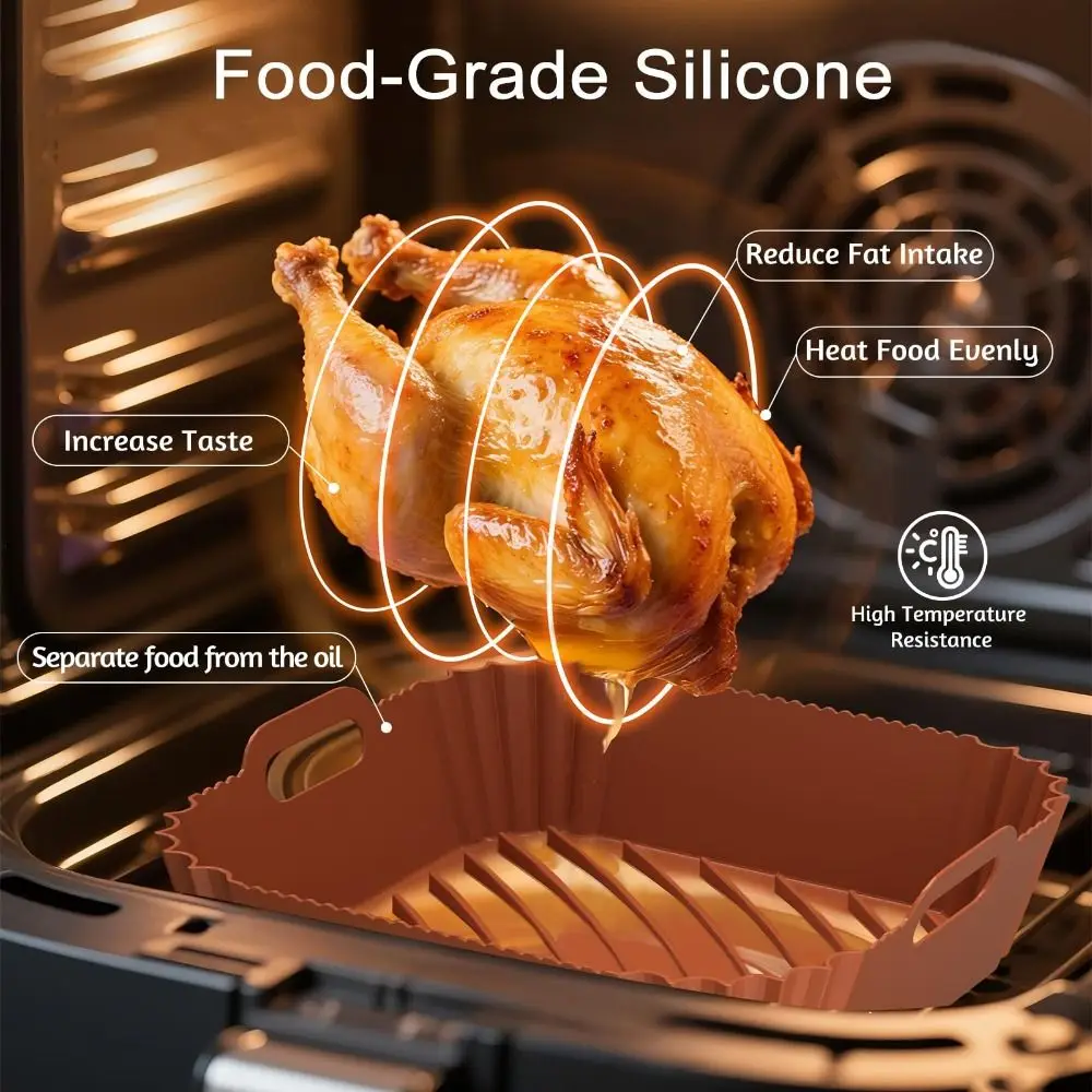 

Large Size Silicone Airfryer Basket Liners Square Shape Non-Stick Silicone Baking Tray Reusable Air Fryer Liners Kitchen