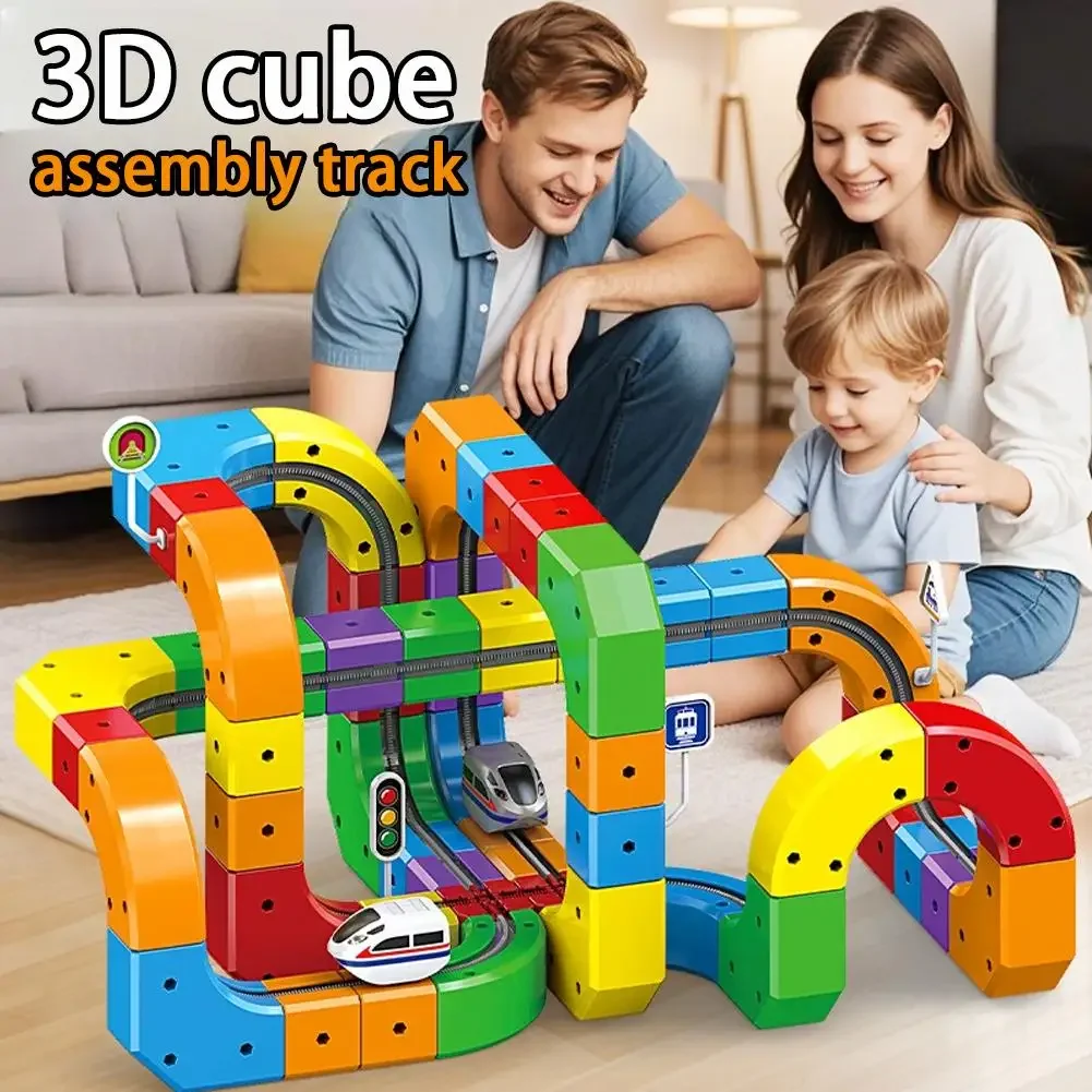 

Track Car Multifunctional 3D Building Blocks, Children’s High-Speed Train Toy