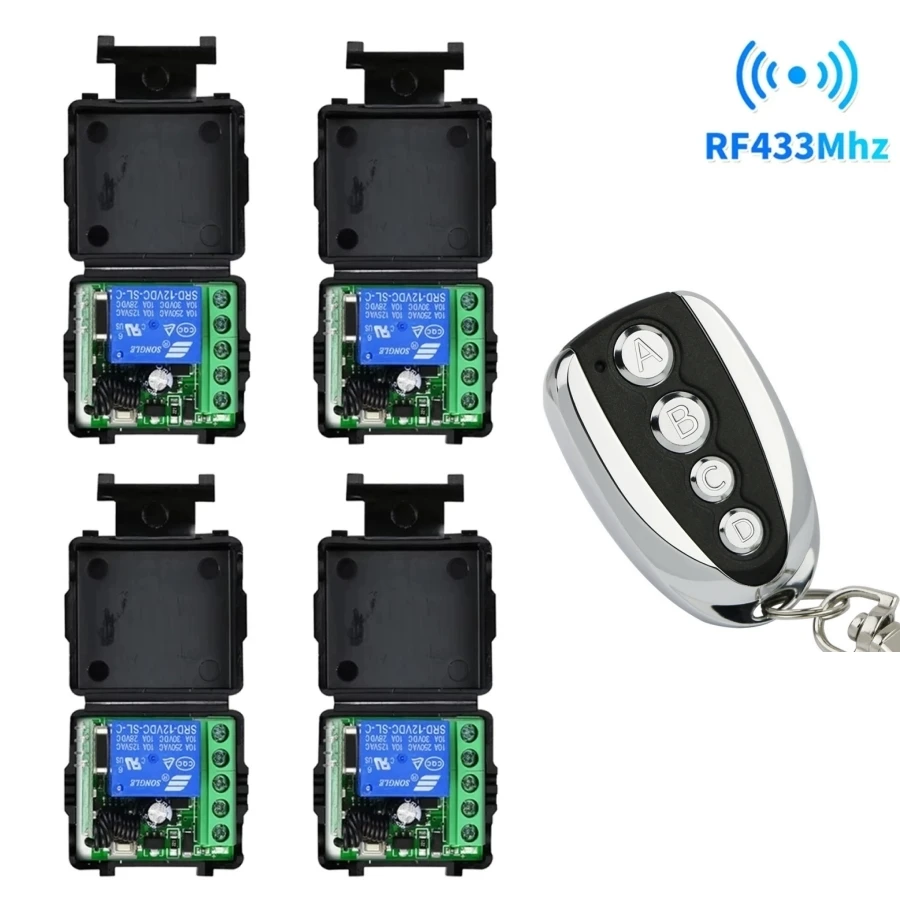 

DC 12V Wireless Remote Control Relay 433Mhz Multifunction Receiver Module RF Transmitter Switch for Garage Curtain Motor DIY