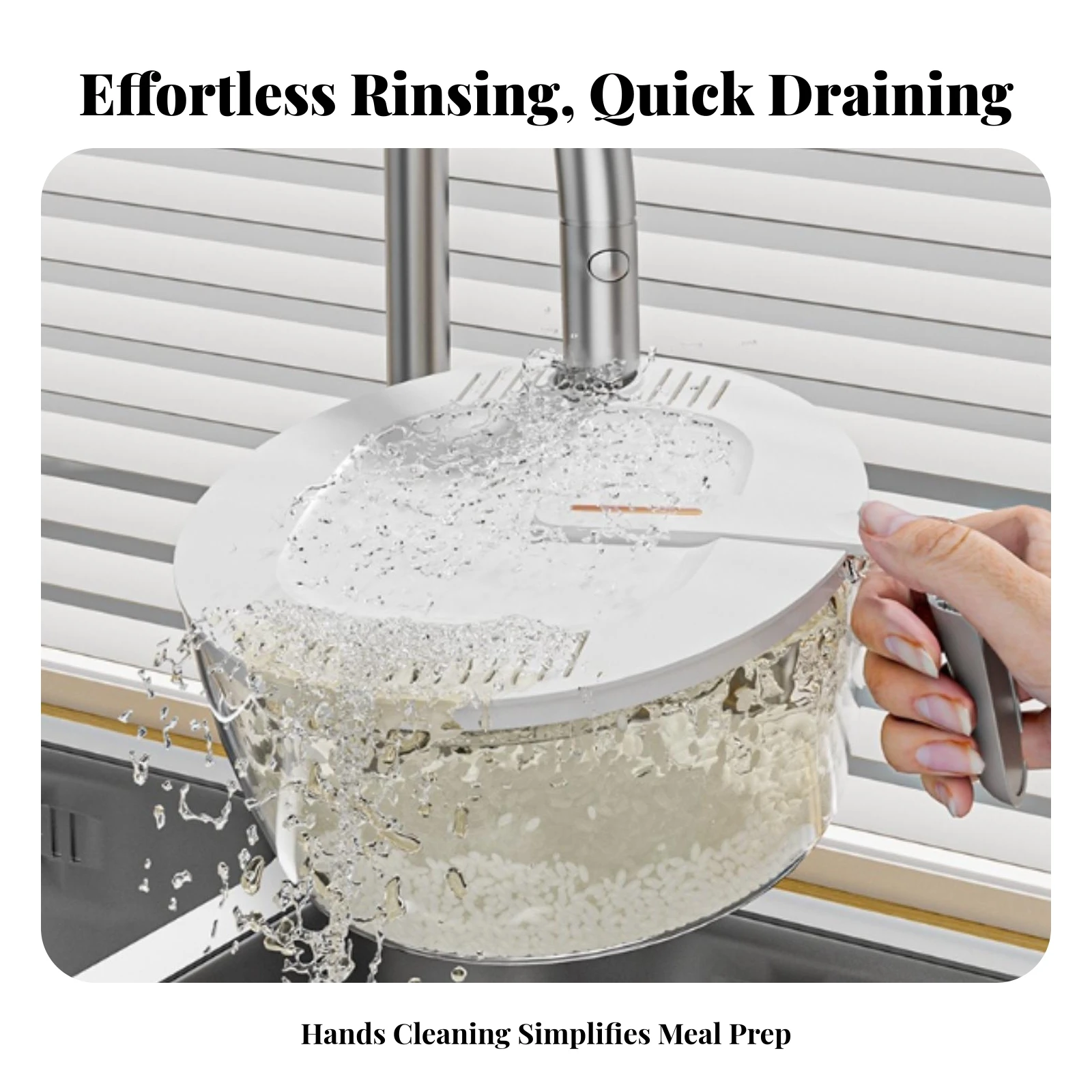 Rice Washing Basket Transparent Rice Washing Bowl Draining Basket Side Handle Plastic Colander Food Grade