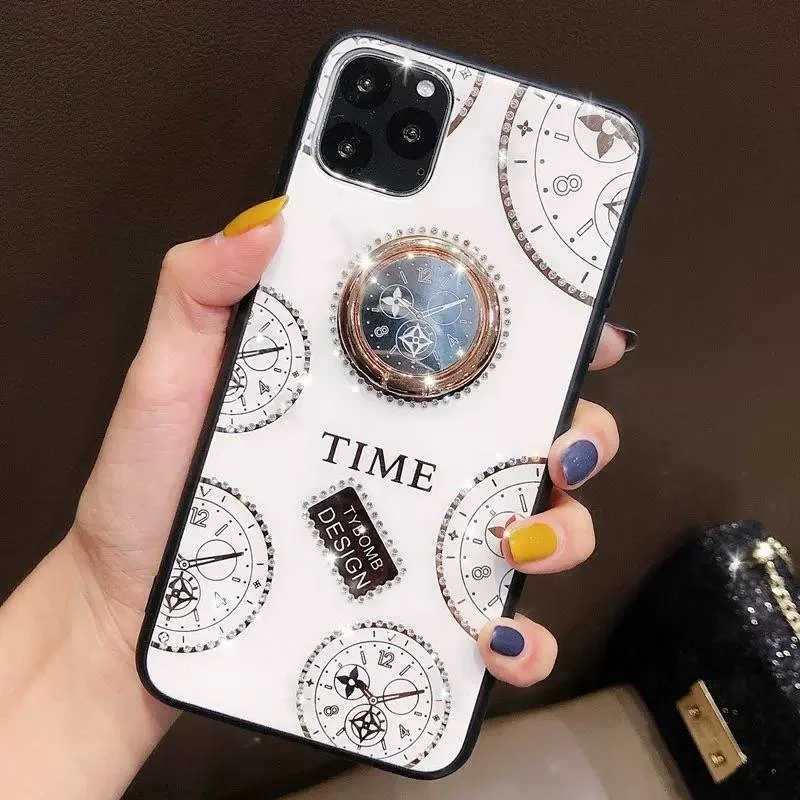 Capa de telefone de relógio de diamante, capa de luxo para iPhone 14, 13, 12, 11 Pro Max, X, XR, XS, 7, 8 Plus, SE 2020, 2022